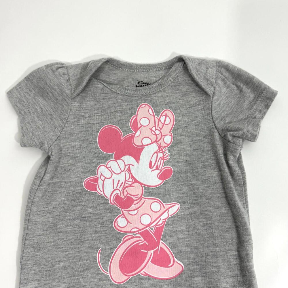 Disney Baby by Okie Dokie Baby Girls Size 6M Minnie Mouse Bodysuit Gray Pink - Picture 3 of 8